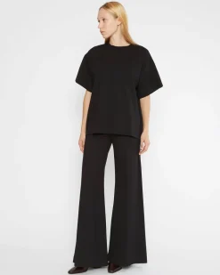 Ponte Knit Oversized Shirt In Black