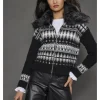 Powder Puff Zip Up Sweater Jacket In Black