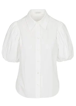 Puff Sleeve Button Down Shirt In Milk