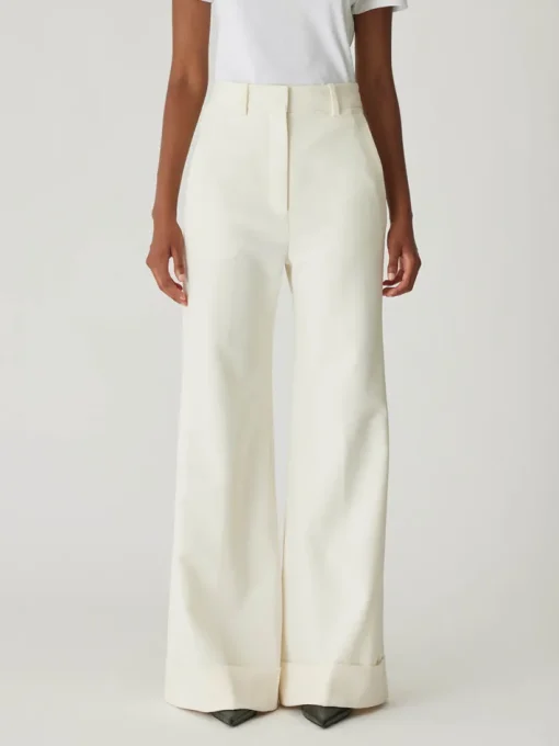 Refined Suiting Wide Leg Trouser In Cream