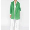 Rib Sleeve Coat In Jade