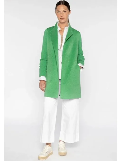Rib Sleeve Coat In Jade