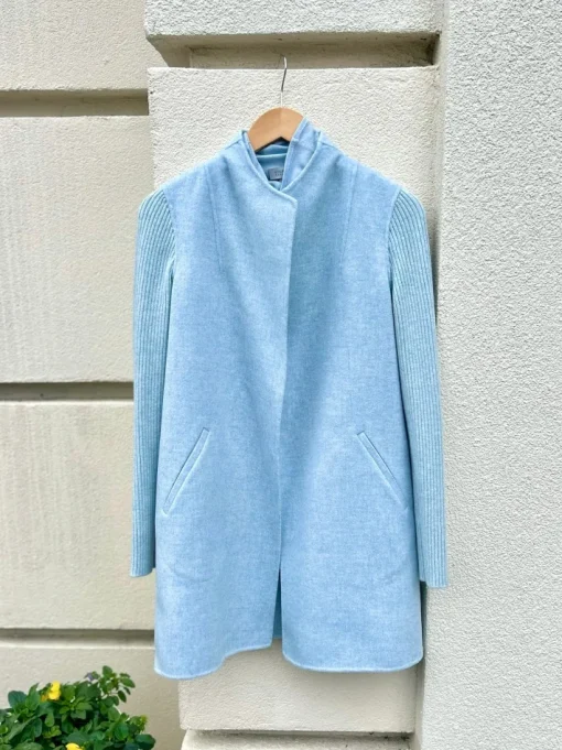 Rib Sleeve Coat In Surf