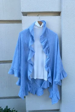 Ruffle Cashmere Wrap In Blue