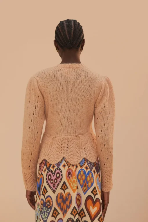 Ruffle Knit Cardigan In Sand