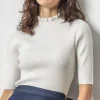 Ruffle Mock Neck Sweater In White
