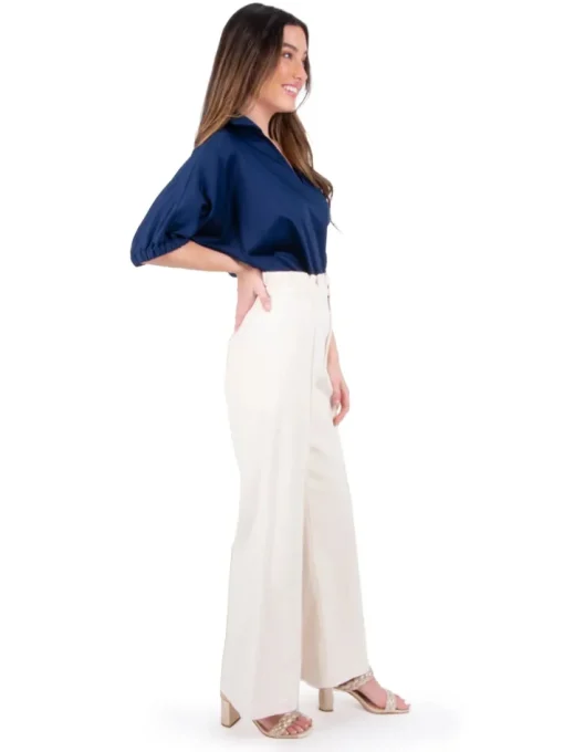 Ruffled Flared Pant In Gardenia