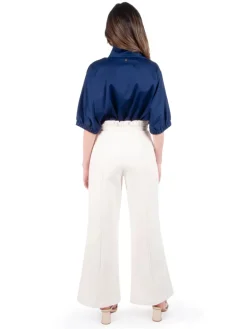 Ruffled Flared Pant In Gardenia