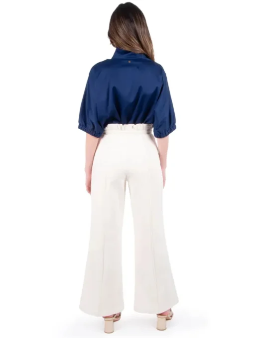 Ruffled Flared Pant In Gardenia