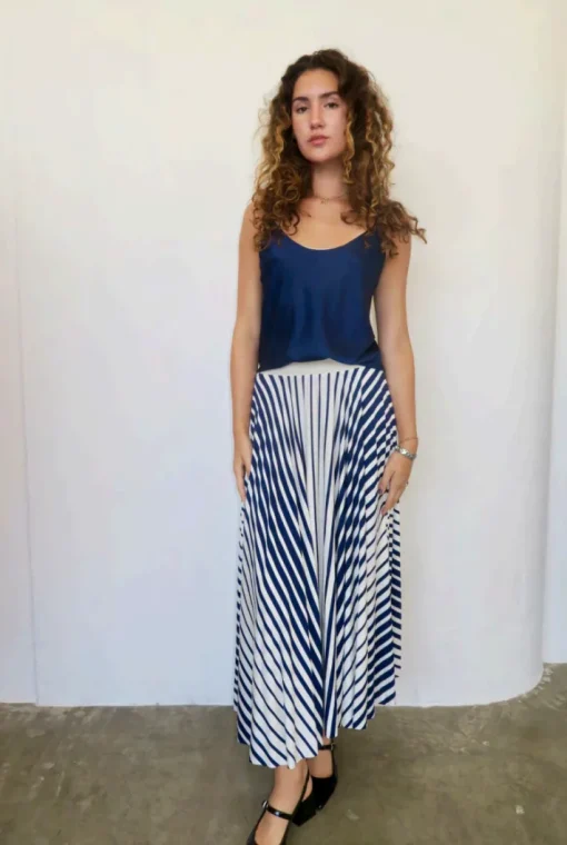 Sailor Midi Skirt In Navy Stripes