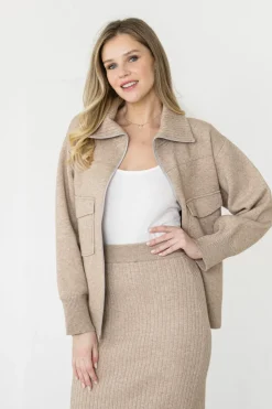 Salma Ribbed Knit Skirt In Mocha