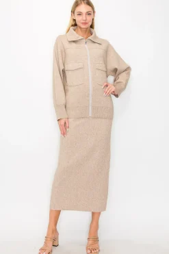 Salma Ribbed Knit Skirt In Mocha