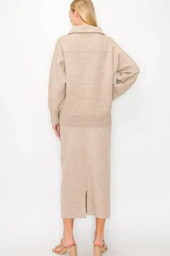 Salma Ribbed Knit Skirt In Mocha