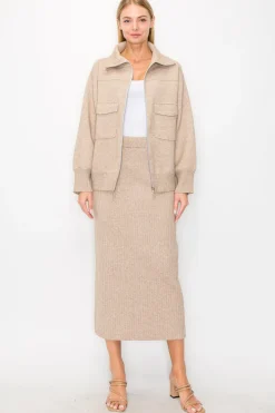 Salma Ribbed Knit Skirt In Mocha