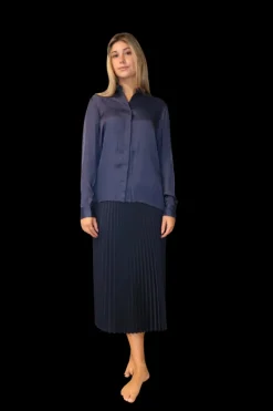 Sarah Pleat Skirt In Navy