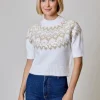 Sequin Fair Isle Sweater In Winter White Combo