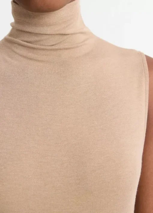 Sleeveless Turtleneck Top In Cashew