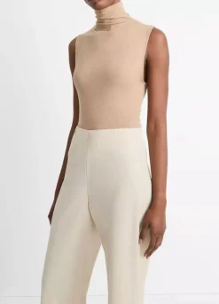 Sleeveless Turtleneck Top In Cashew