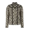 The Priya Blouse In Olive Block Print