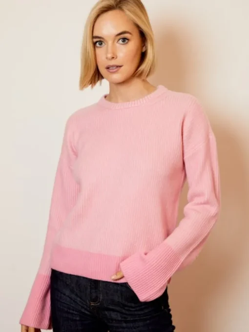 Two Color Sweater In Strawberry Ice
