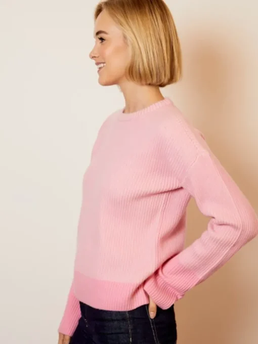 Two Color Sweater In Strawberry Ice