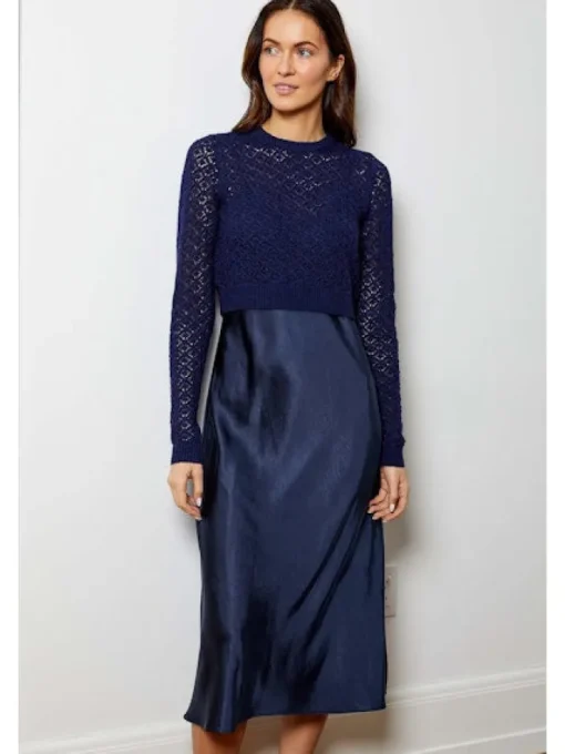 Val Sweater Dress In Navy Combo