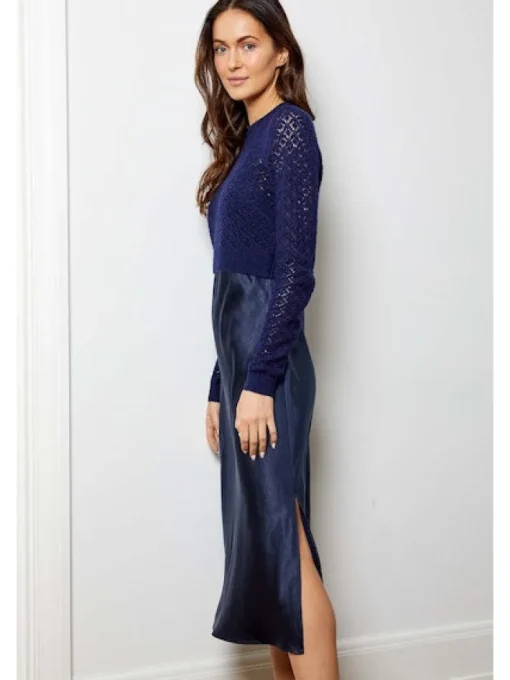 Val Sweater Dress In Navy Combo