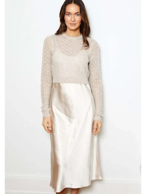 Val Sweater Dress In Sand Combo