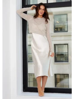 Val Sweater Dress In Sand Combo