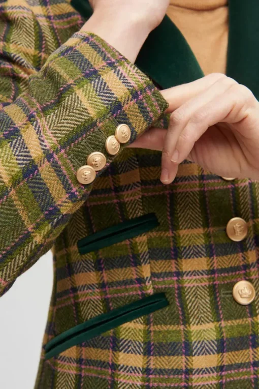 Vetones Blazer Jacket In Dark Green Plaid