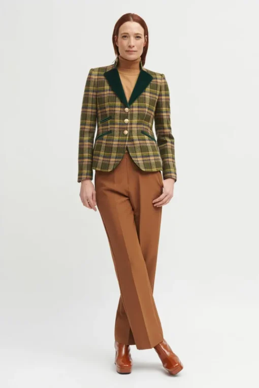 Vetones Blazer Jacket In Dark Green Plaid