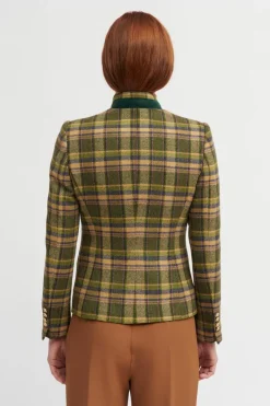 Vetones Blazer Jacket In Dark Green Plaid